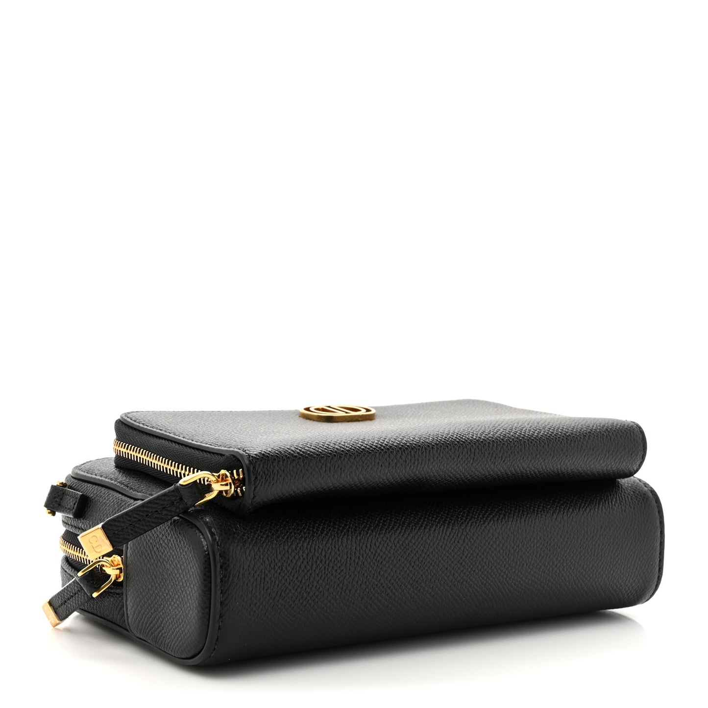 Grained Calfskin Caro Double Pouch Black