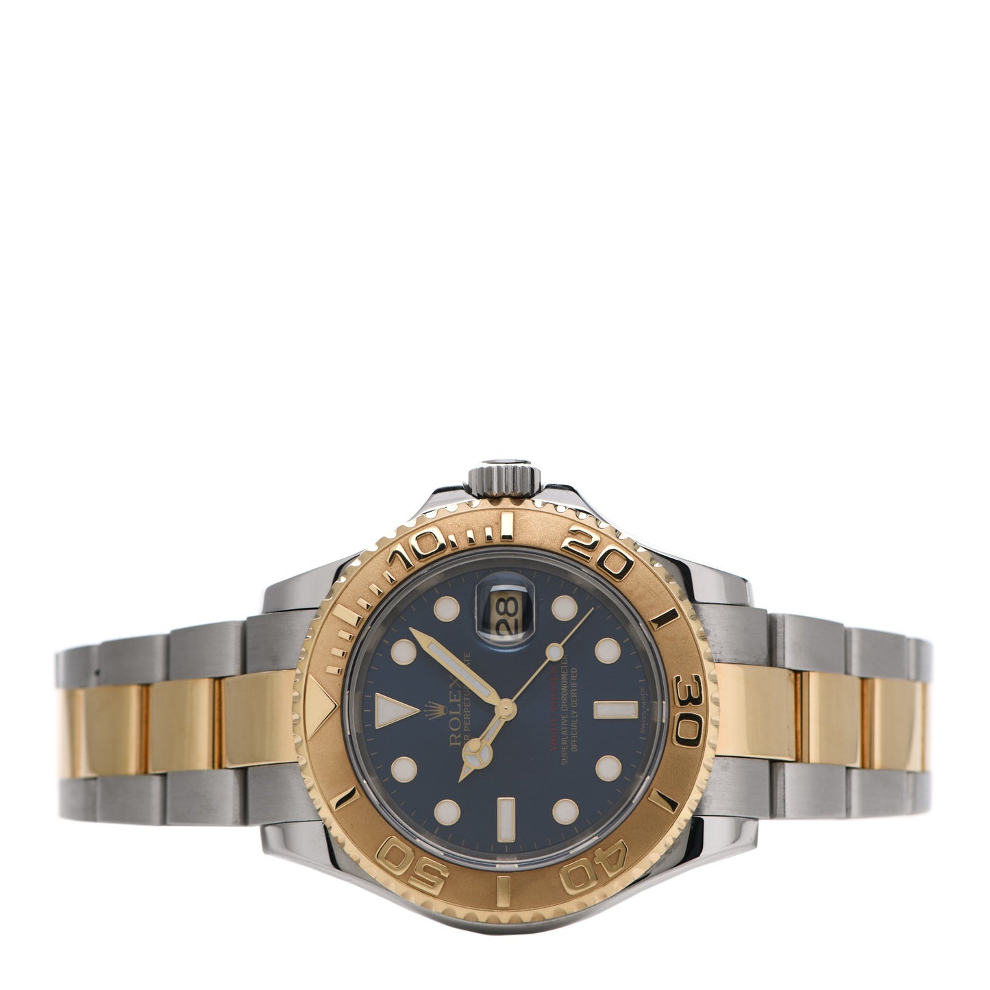 Stainless Steel 18K Yellow Gold 40mm Oyster Perpetual Date Yacht-Master Watch Blue 16623
