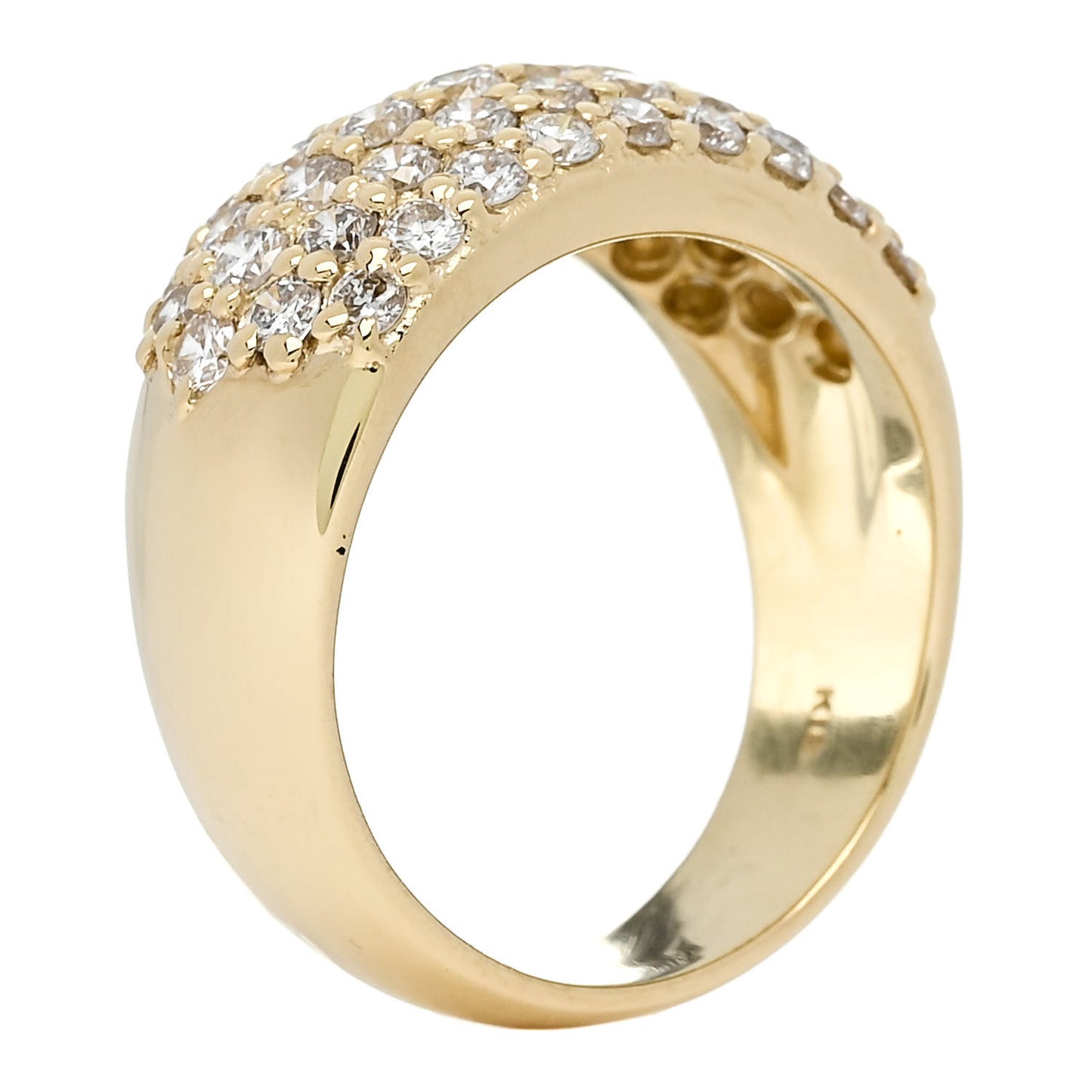 18K Yellow Gold Diamond 1.68ctw Five Row Ring 53 6.5