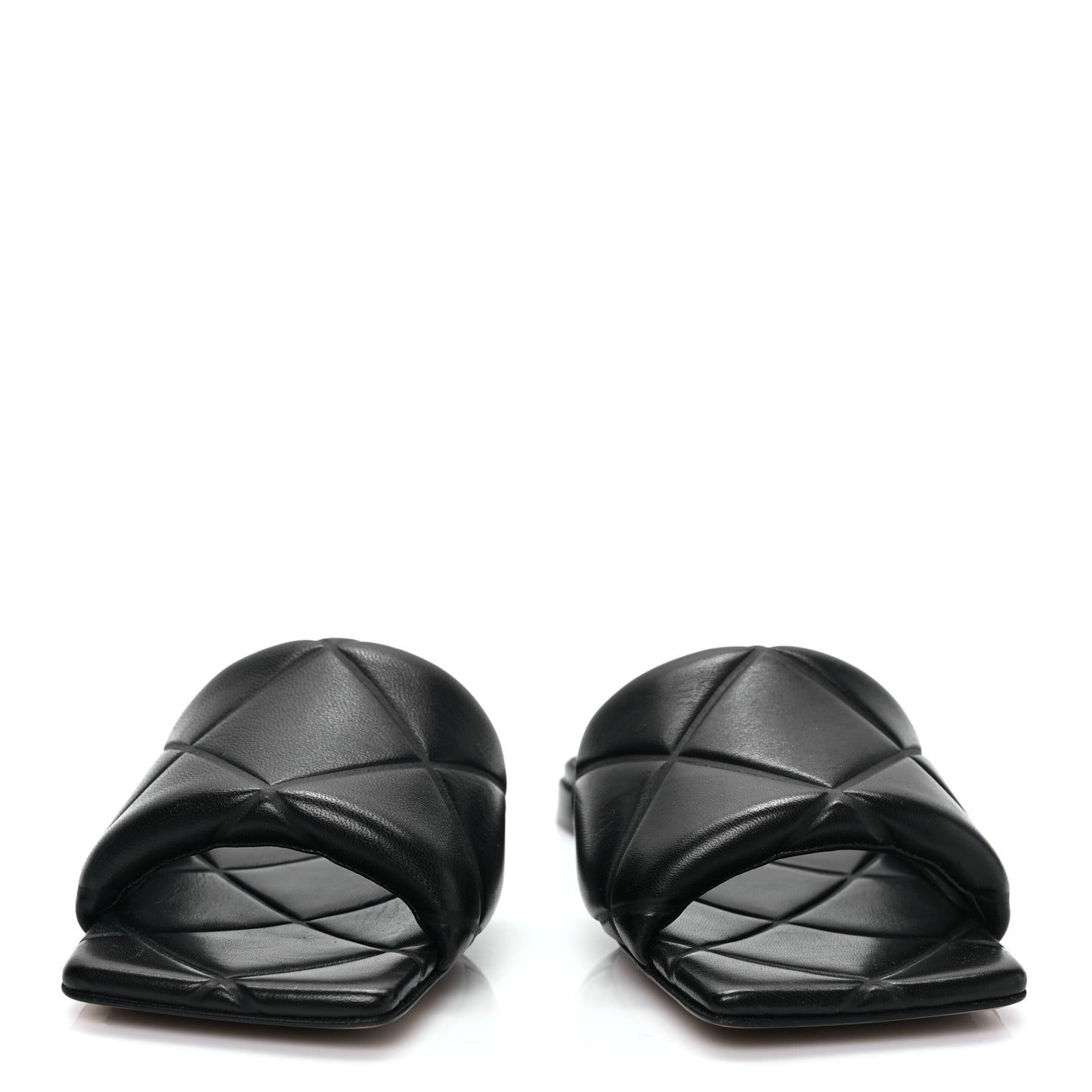 Nappa Quilted Rubber Lido Flat Sandals 36 Black