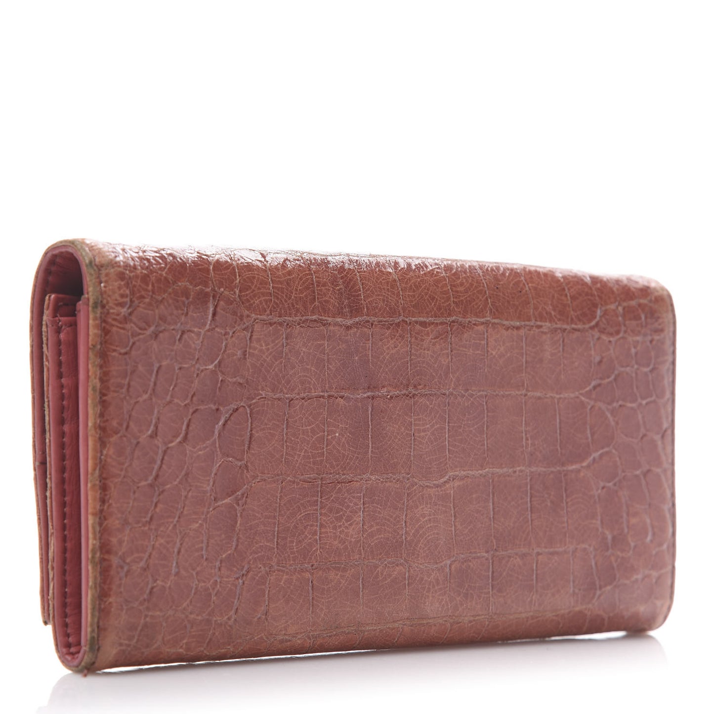 Patent Crocodile Embossed Saint Cocco Lux Continental Flap Wallet Antico