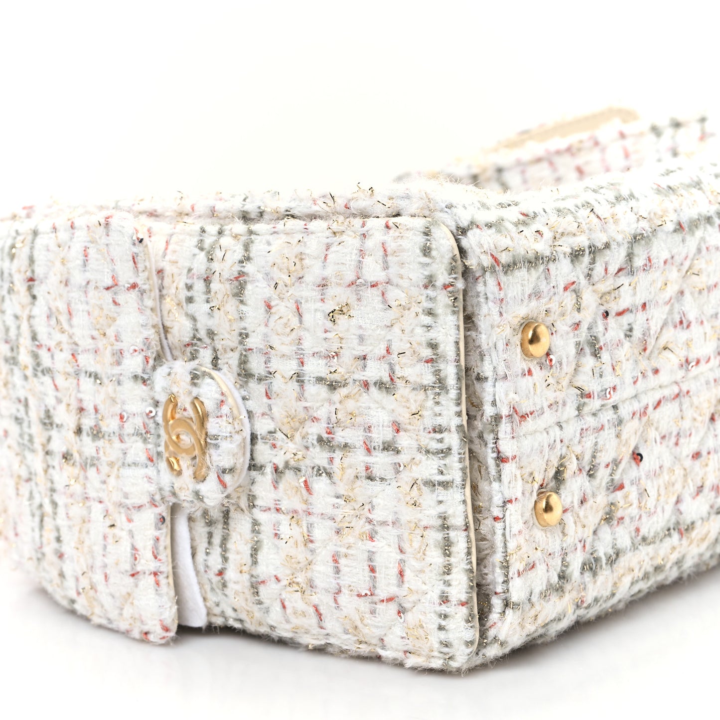 Wool Tweed Small Chanel 25 Handbag Ecru Gold Red Khaki Multicolor