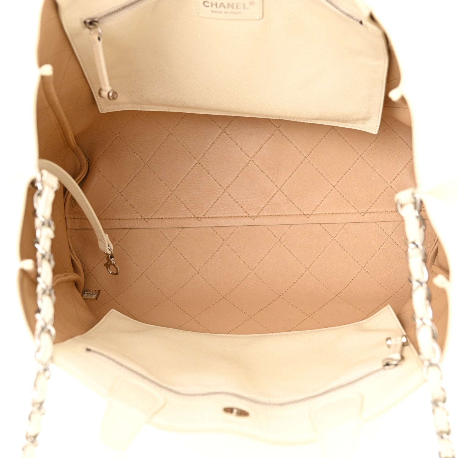 Chanel Caviar Stitched Large Shopping Tote White 5 of 11