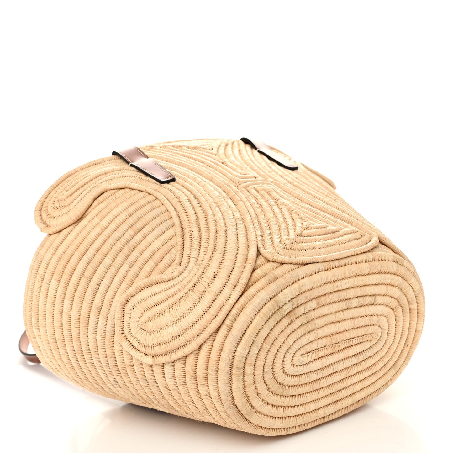 Braided Raffia Calfskin Triomphe Small Panier Tan