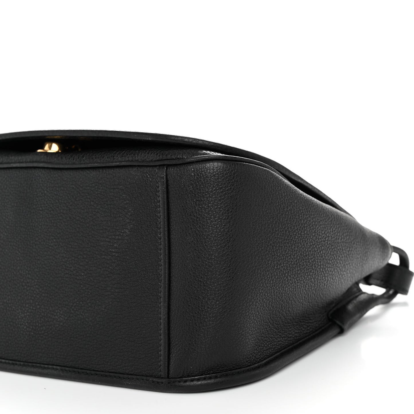 Vitello Daino Embossed Logo Flap Shoulder Bag Black