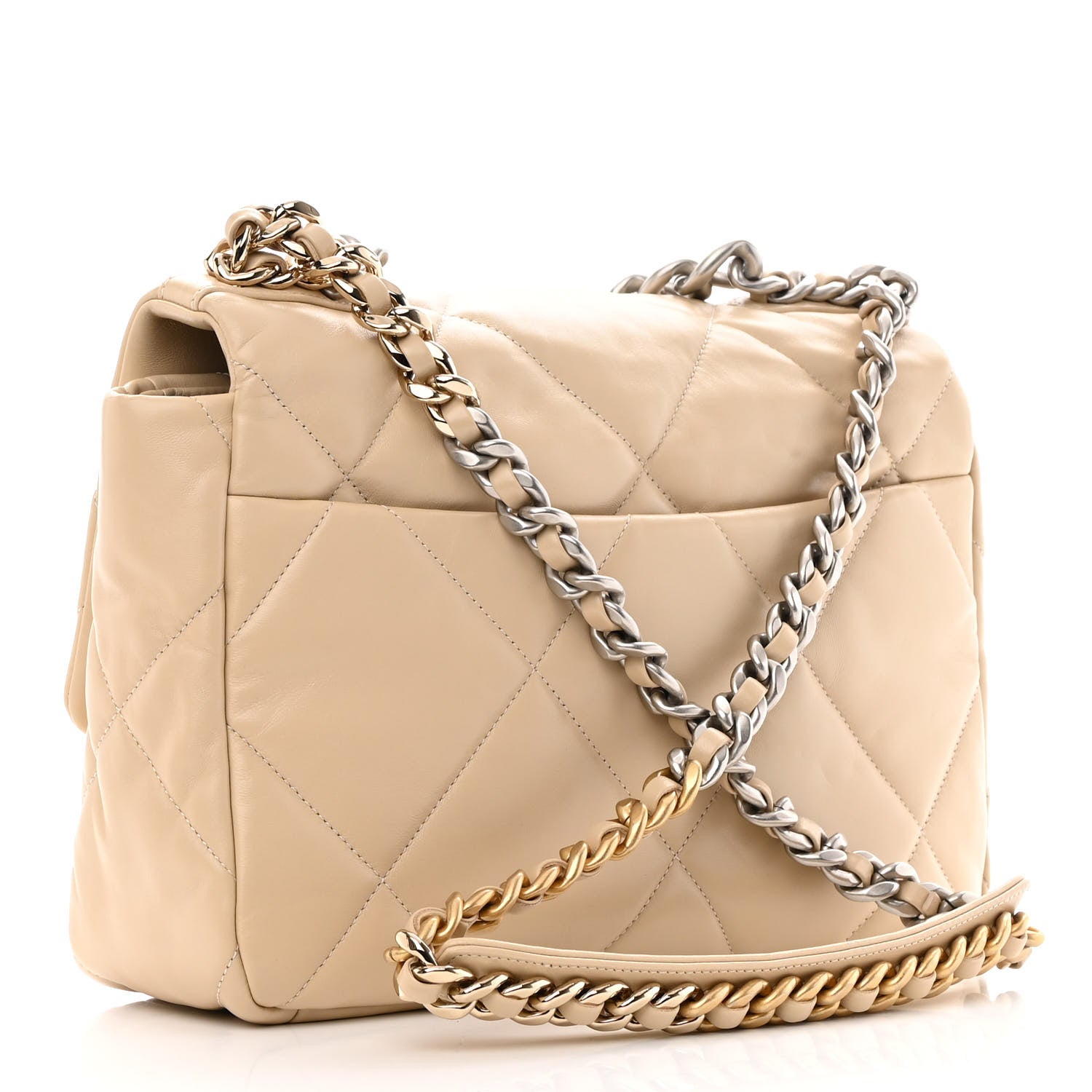 Chanel Lambskin Quilted Large Chanel 19 Flap Beige 3 of 12