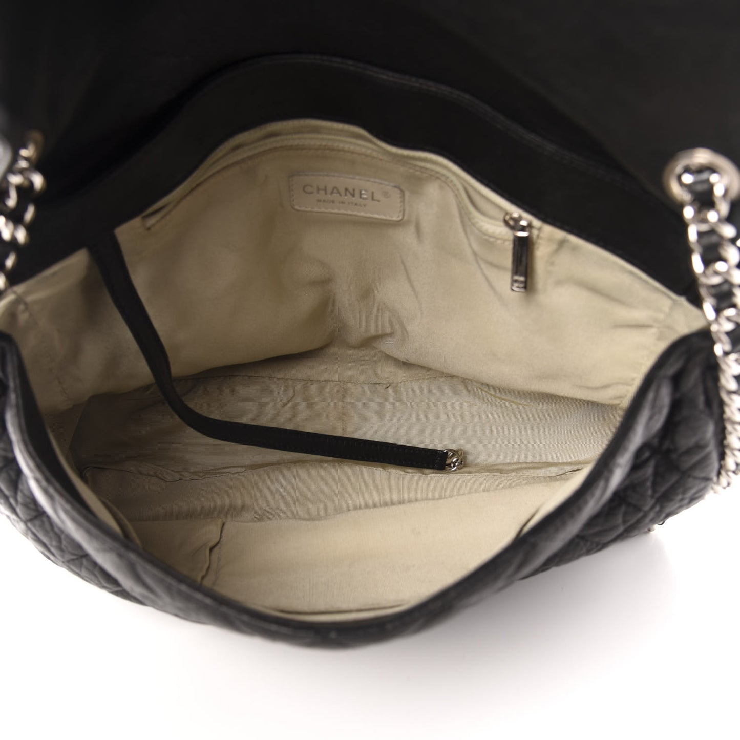Washed Lambskin Quilted Maxi Chain Around Flap Black