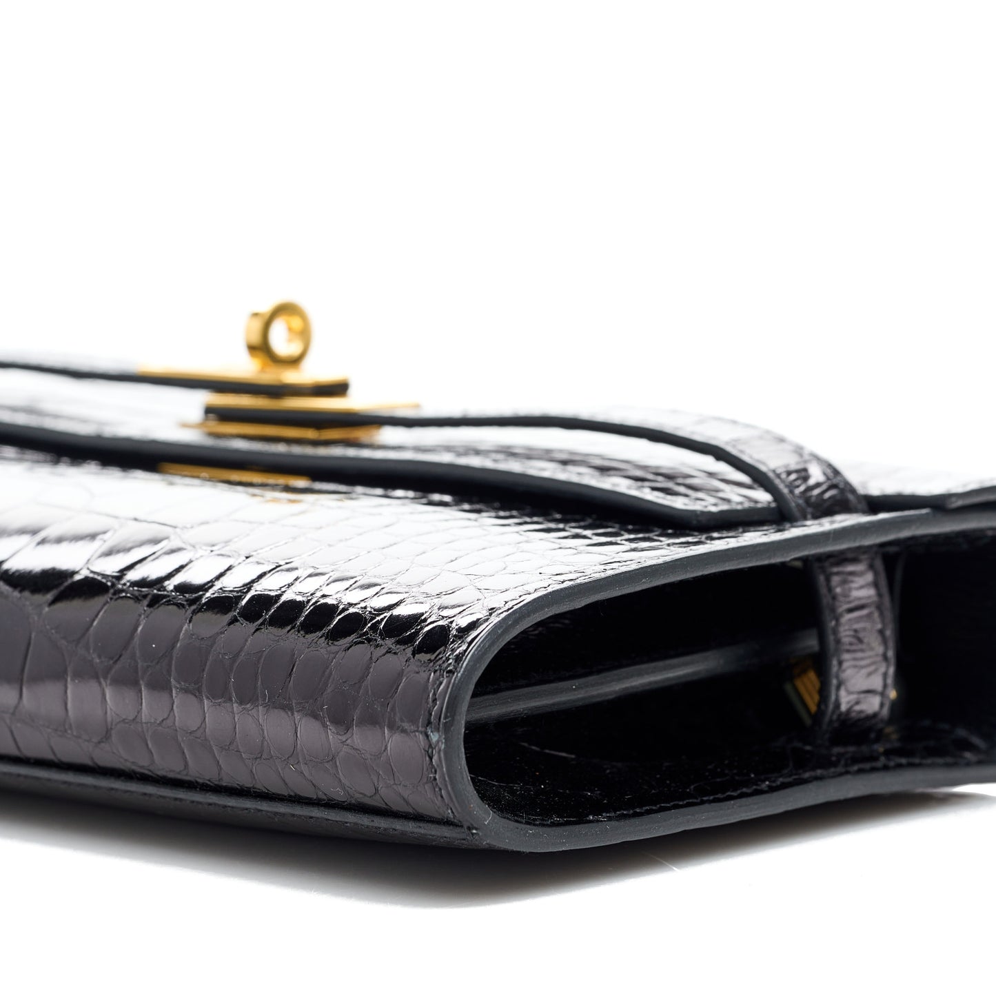 Shiny Alligator Kelly Wallet To Go Black