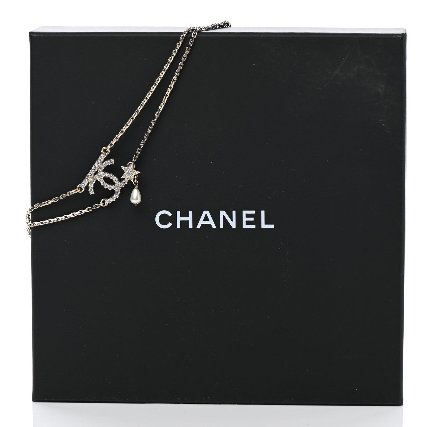 Pearl Crystal CC Star Choker Necklace Gold