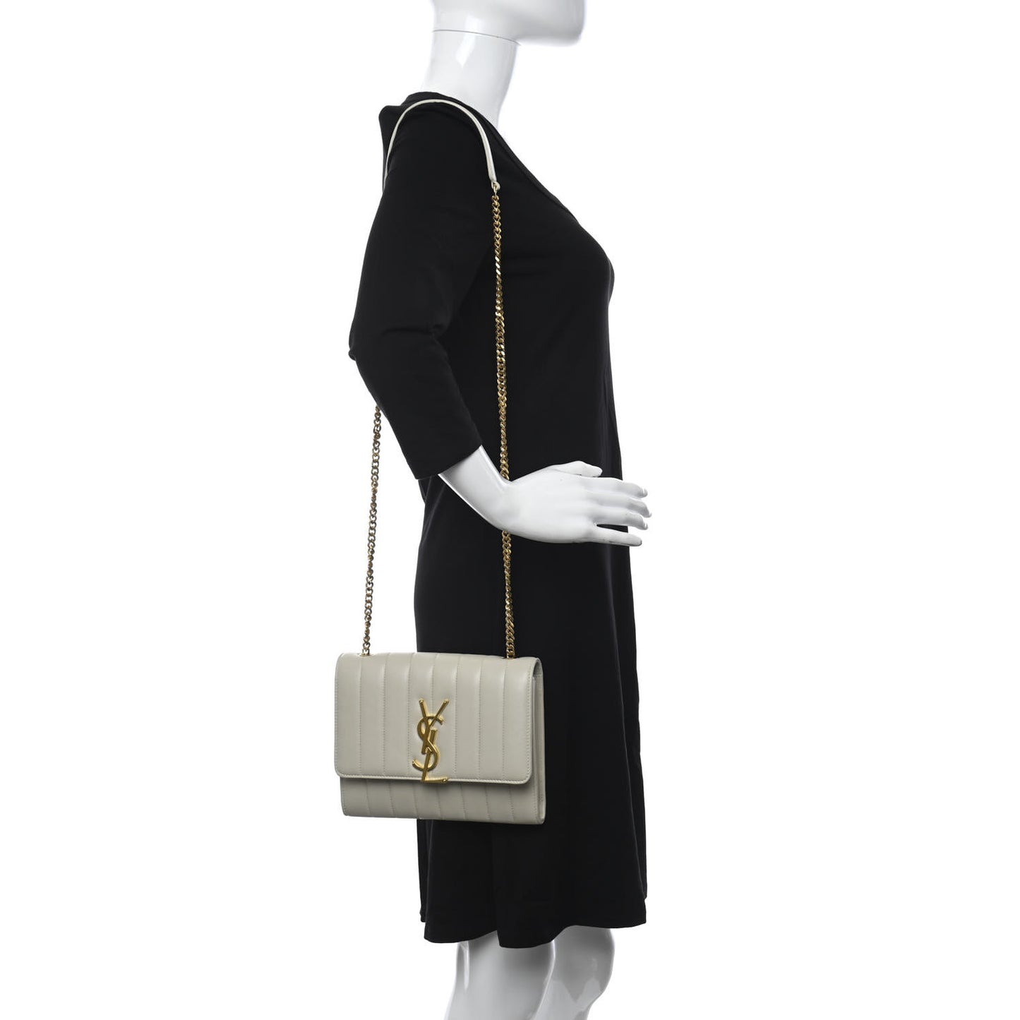 Lambskin Matelasse Monogram Vicky Chain Wallet Off White