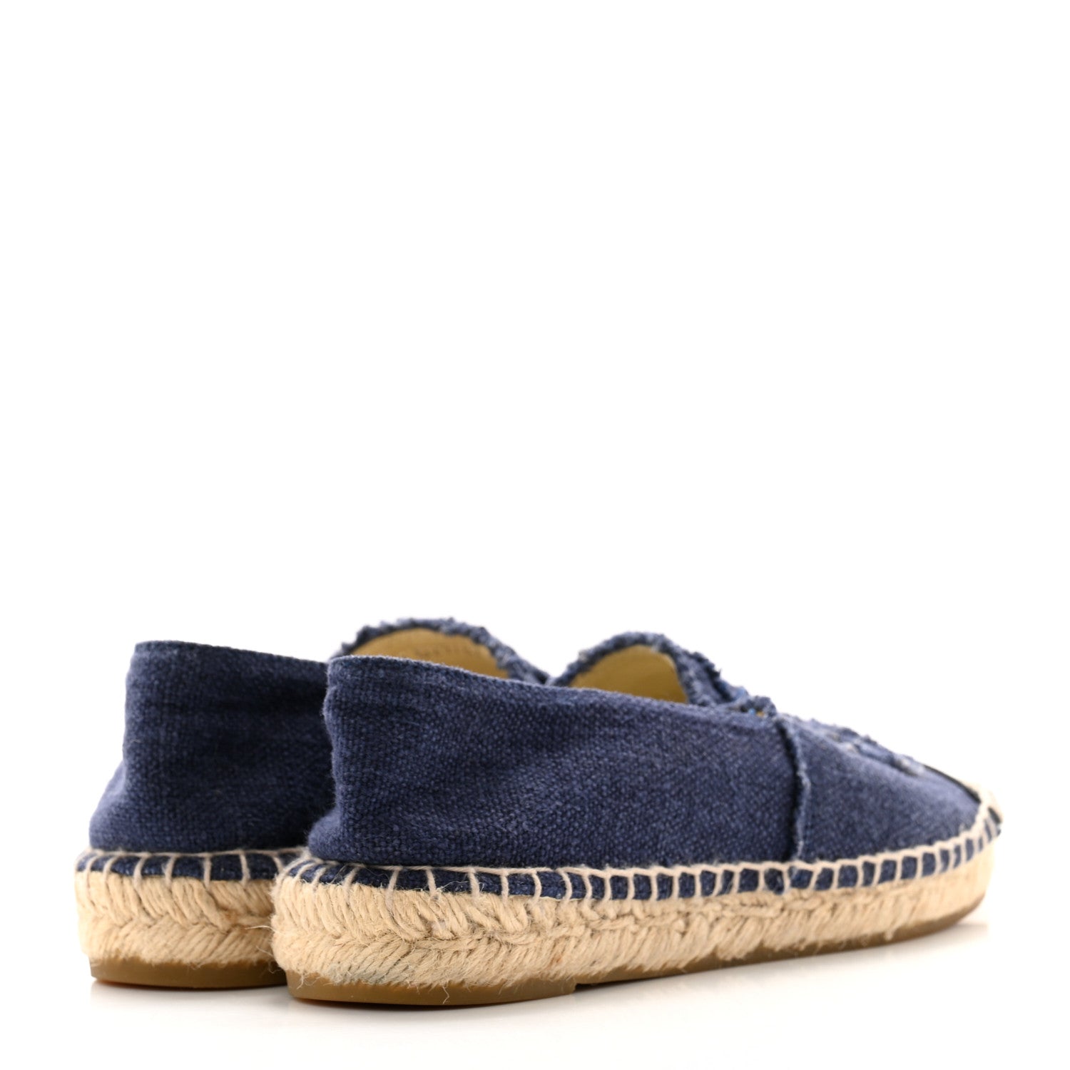 Chanel Denim Toile CC Espadrilles 37 Navy Black 4 of 10