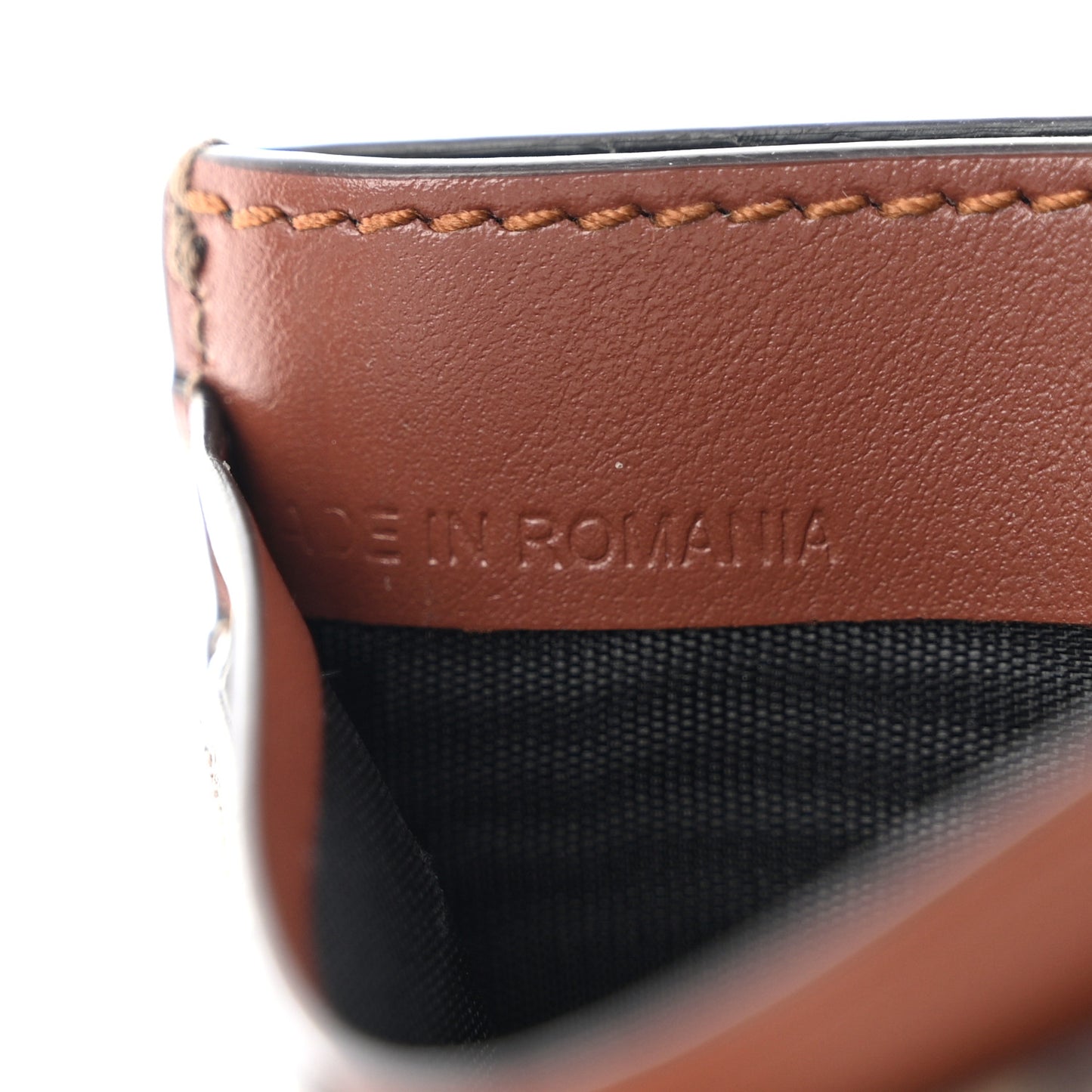E-Canvas Monogram Stripe Card Case Bridle Brown