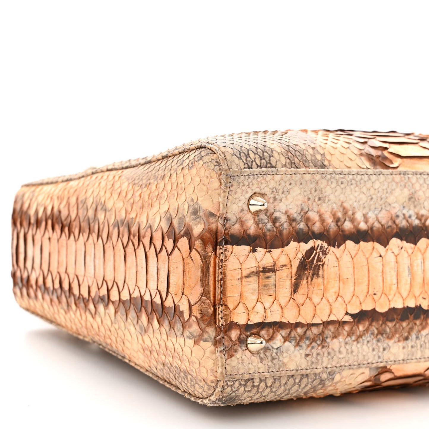 Metallic Snakeskin Medium Lady Dior Beige Gold