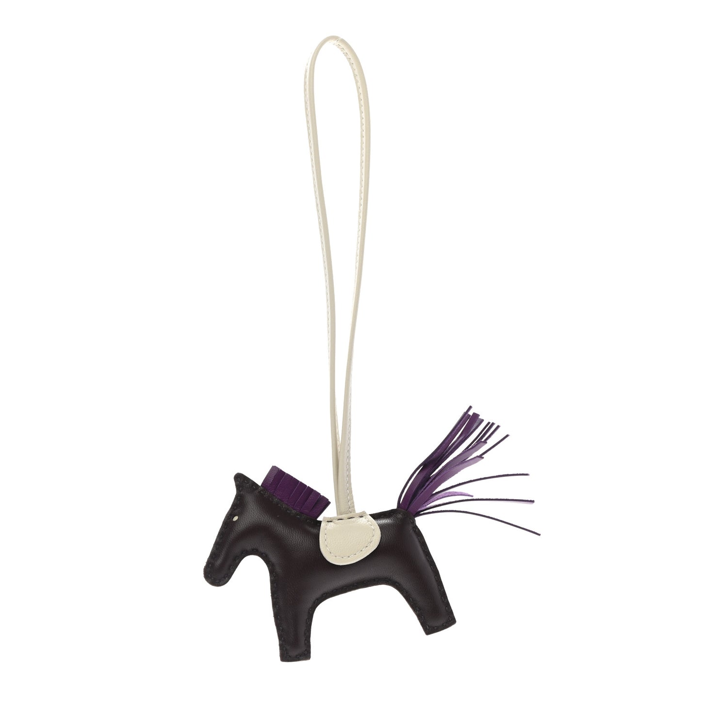 Milo Lambskin Grigri Rodeo Horse Bag Charm PM Rouge Sellier Craie Violet