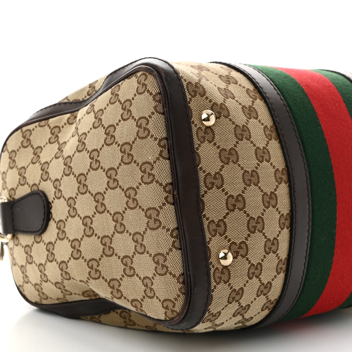 Monogram Selleria Calfskin Vintage Web Medium Boston Beige Ebony Cocoa