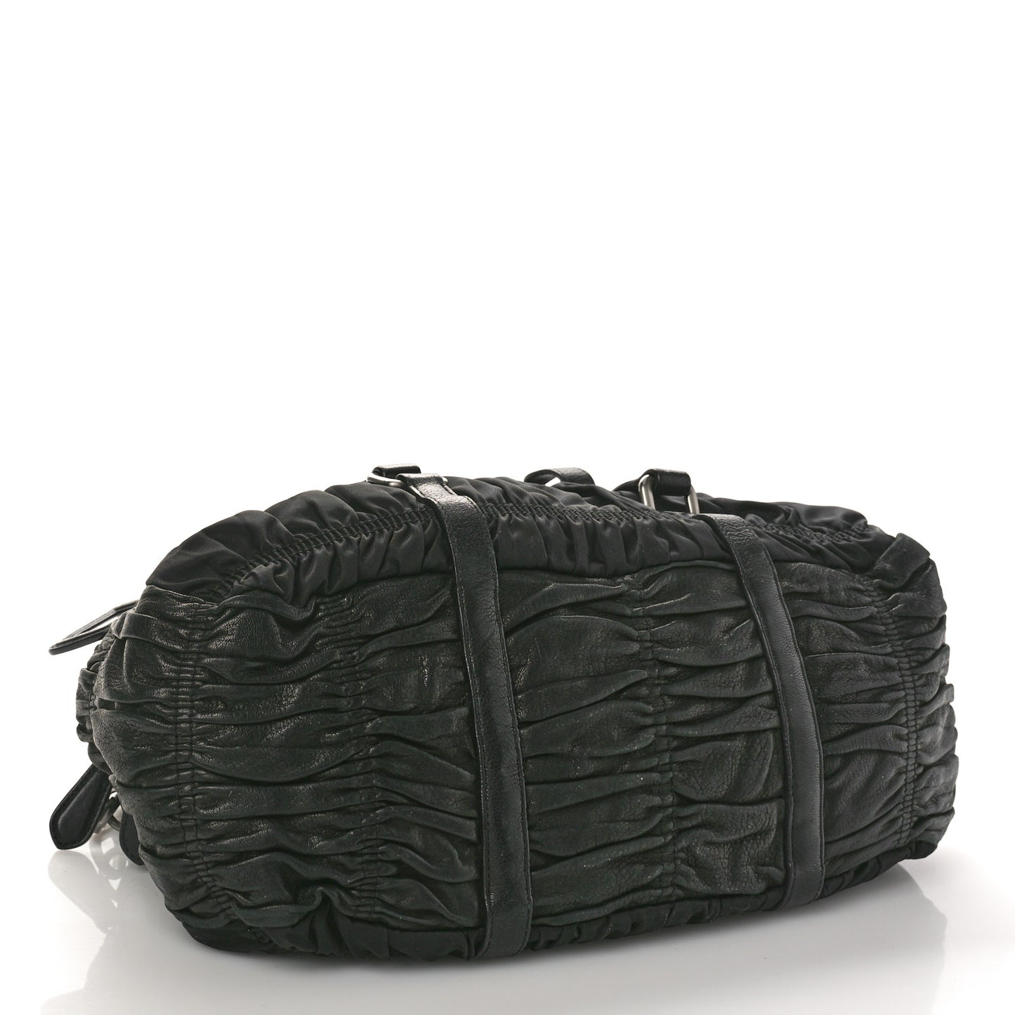 Tessuto Nylon Nappa Braided Gaufre Shopping Satchel Black