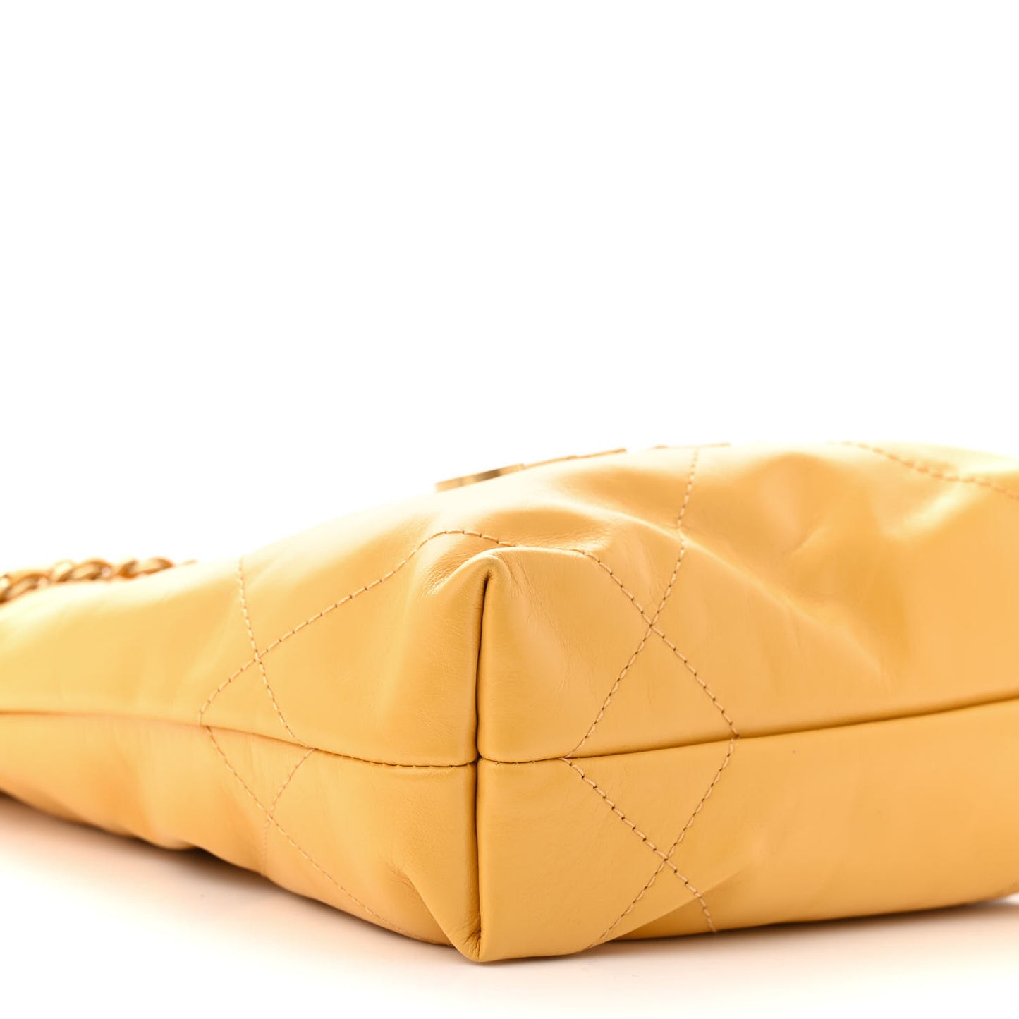 Shiny Calfskin Quilted Mini Chanel 22 Yellow