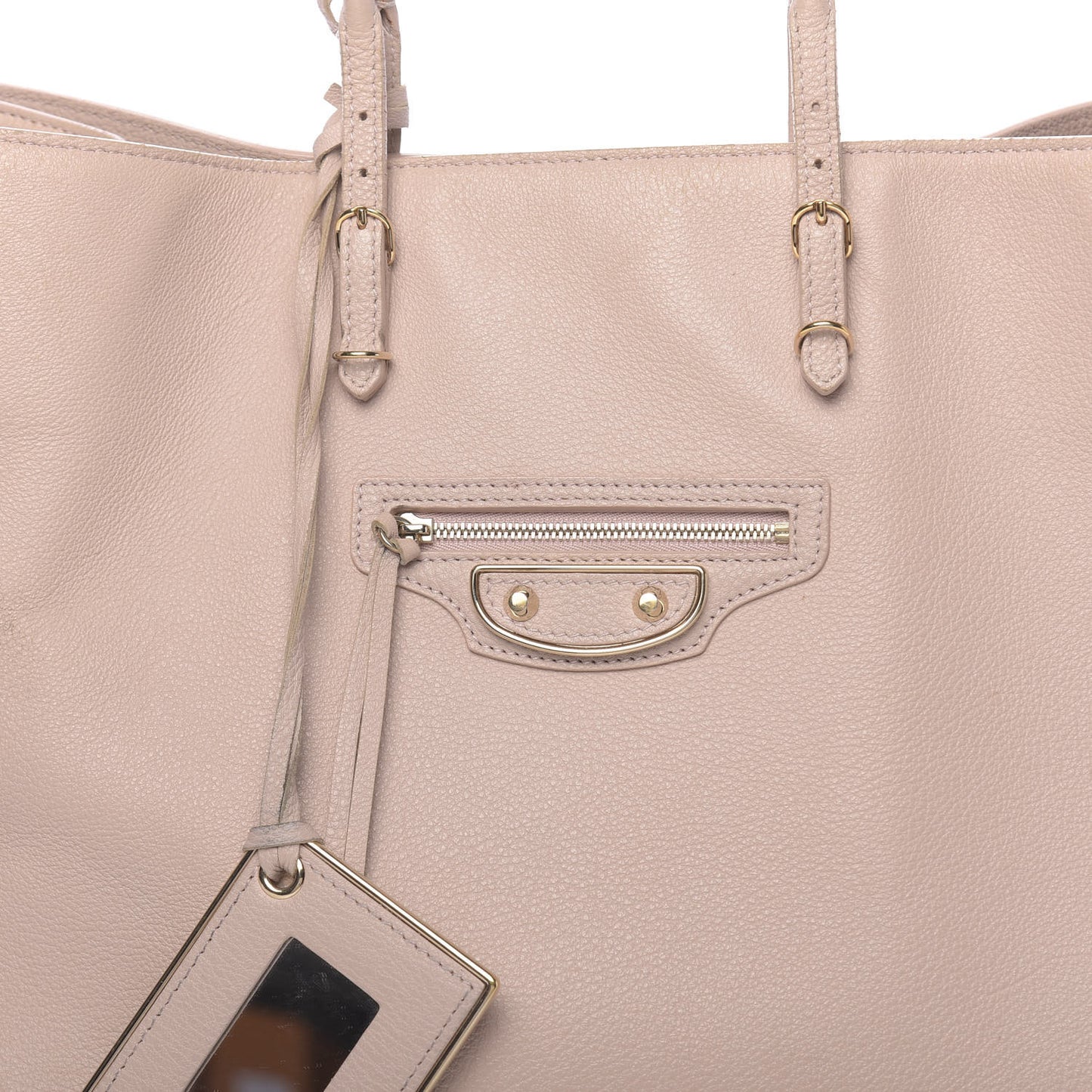 Grained Calfskin Gold Metallic Edge Hardware Papier A4 Tote Rose Poudre