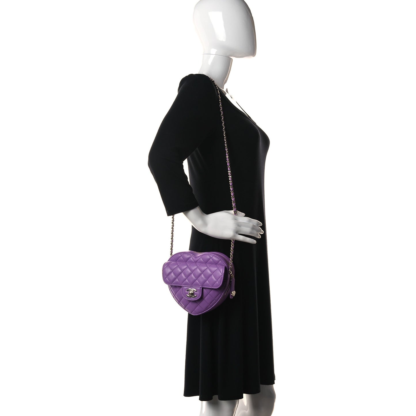 Lambskin Quilted CC In Love Heart Bag Purple