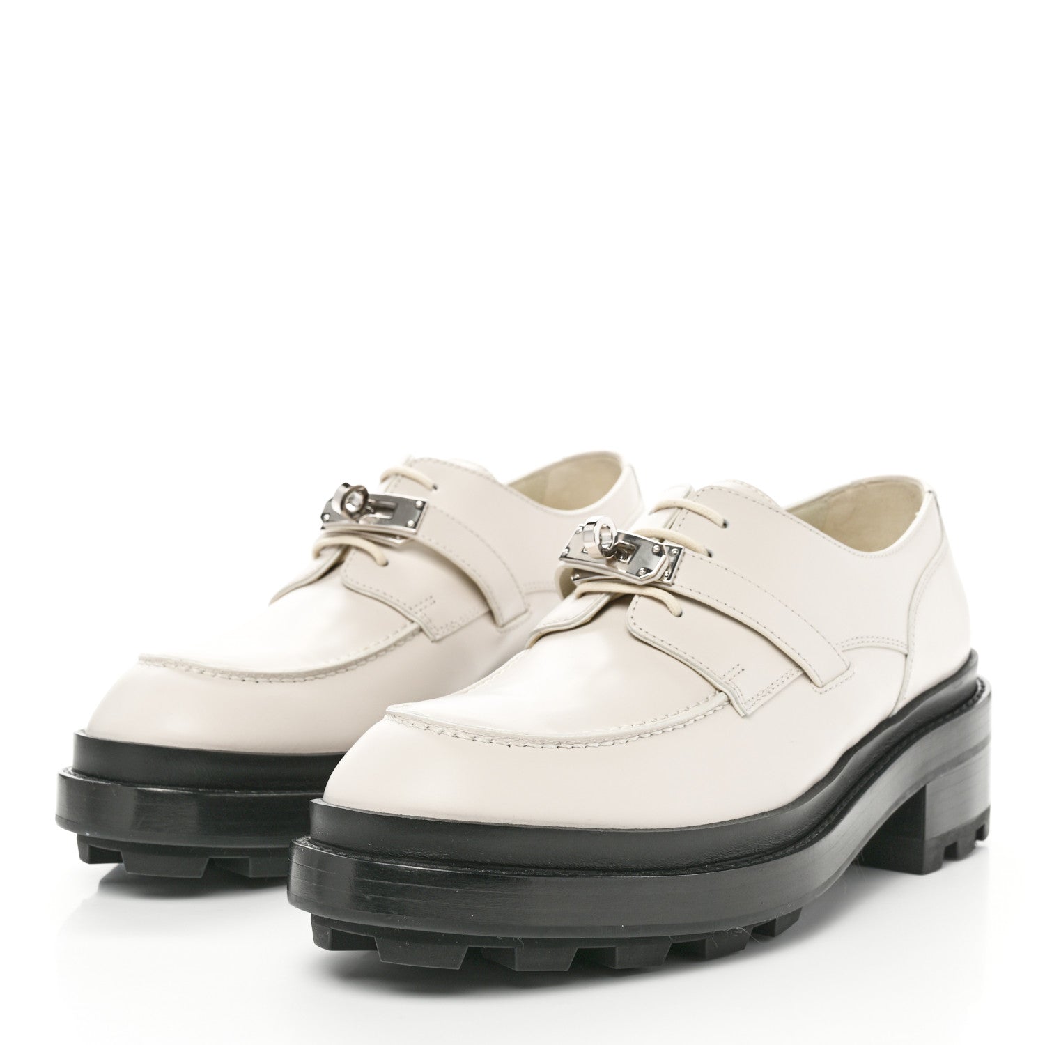 Hermes Glossed Calfskin First Derby 38.5 Beige Glaise 3 of 8