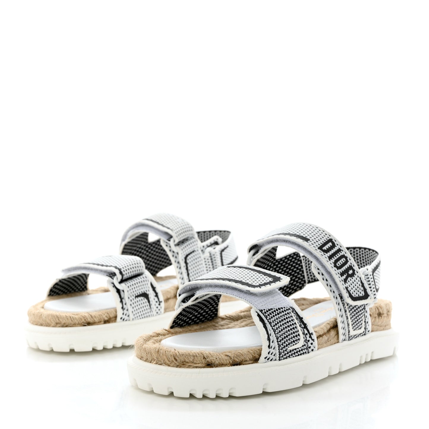 Technical Knit Jute Dioract 10mm Sandals 36 White Black