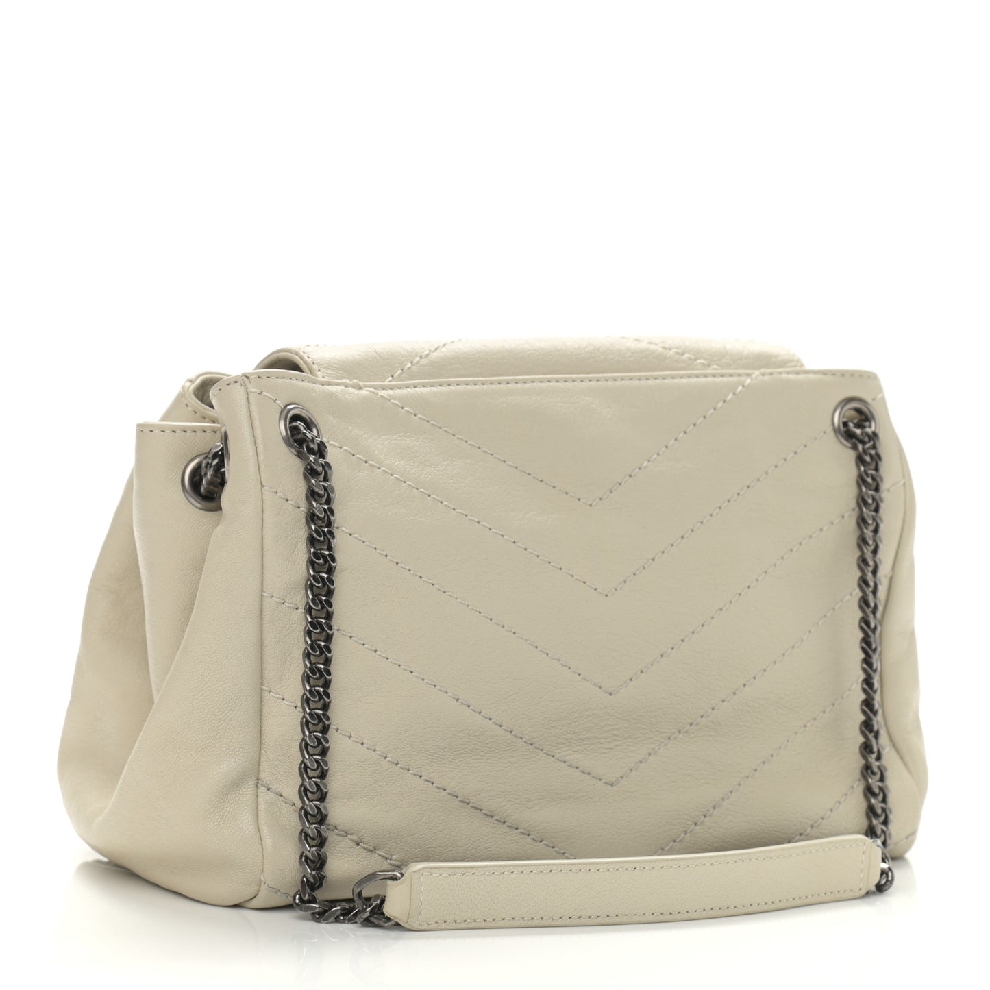 Pebbled Lambskin Chevron Monogram Small Nolita Crema Soft