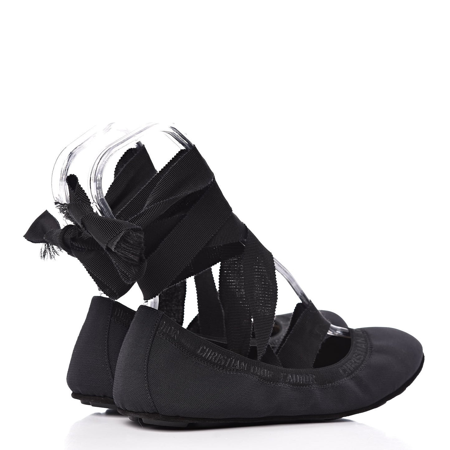 Micro Mesh Academy Lace-Up Ballerina Flats 39 Black