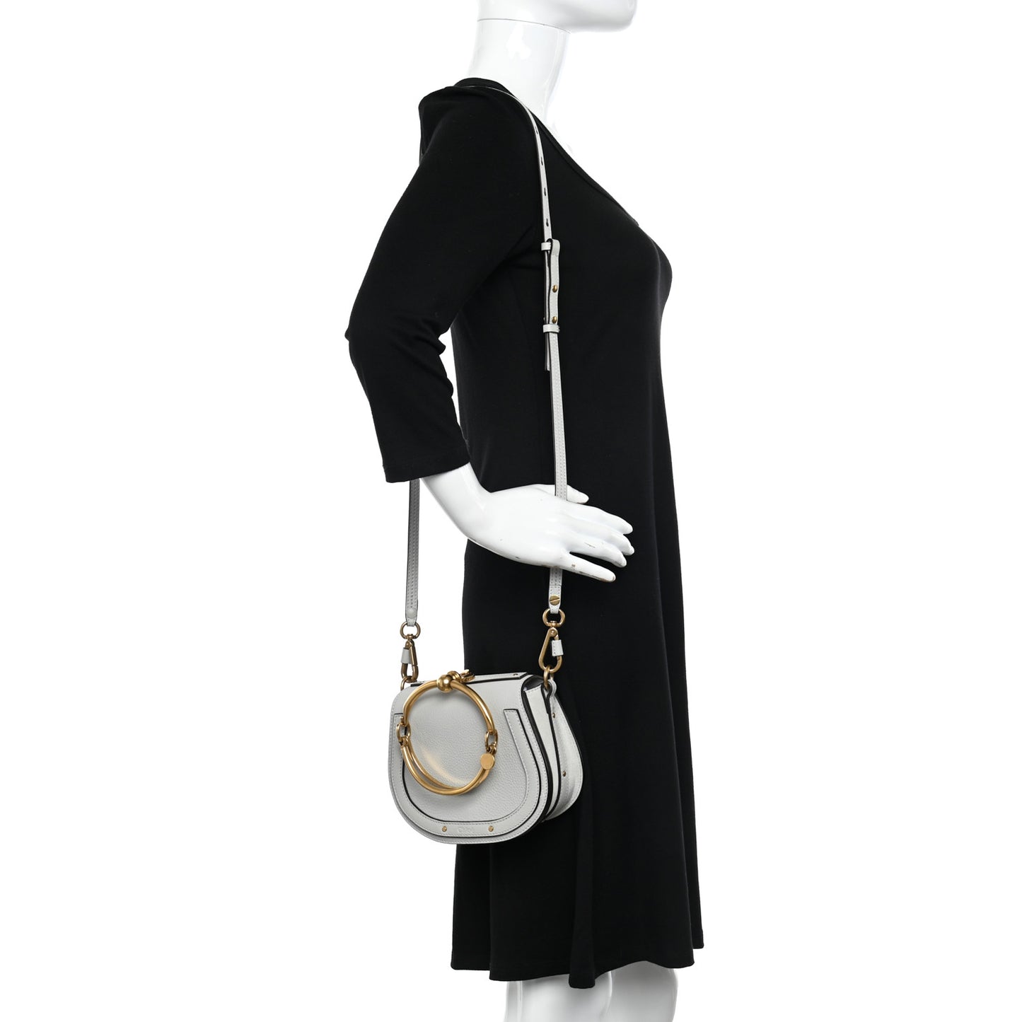 Calfskin Suede Small Nile Bracelet Bag Airy Grey