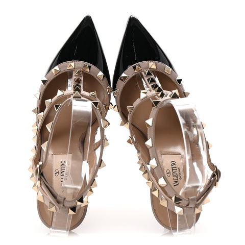 Patent Nappa Rockstud Ankle Strap 100mm Pumps 35.5 Black Poudre