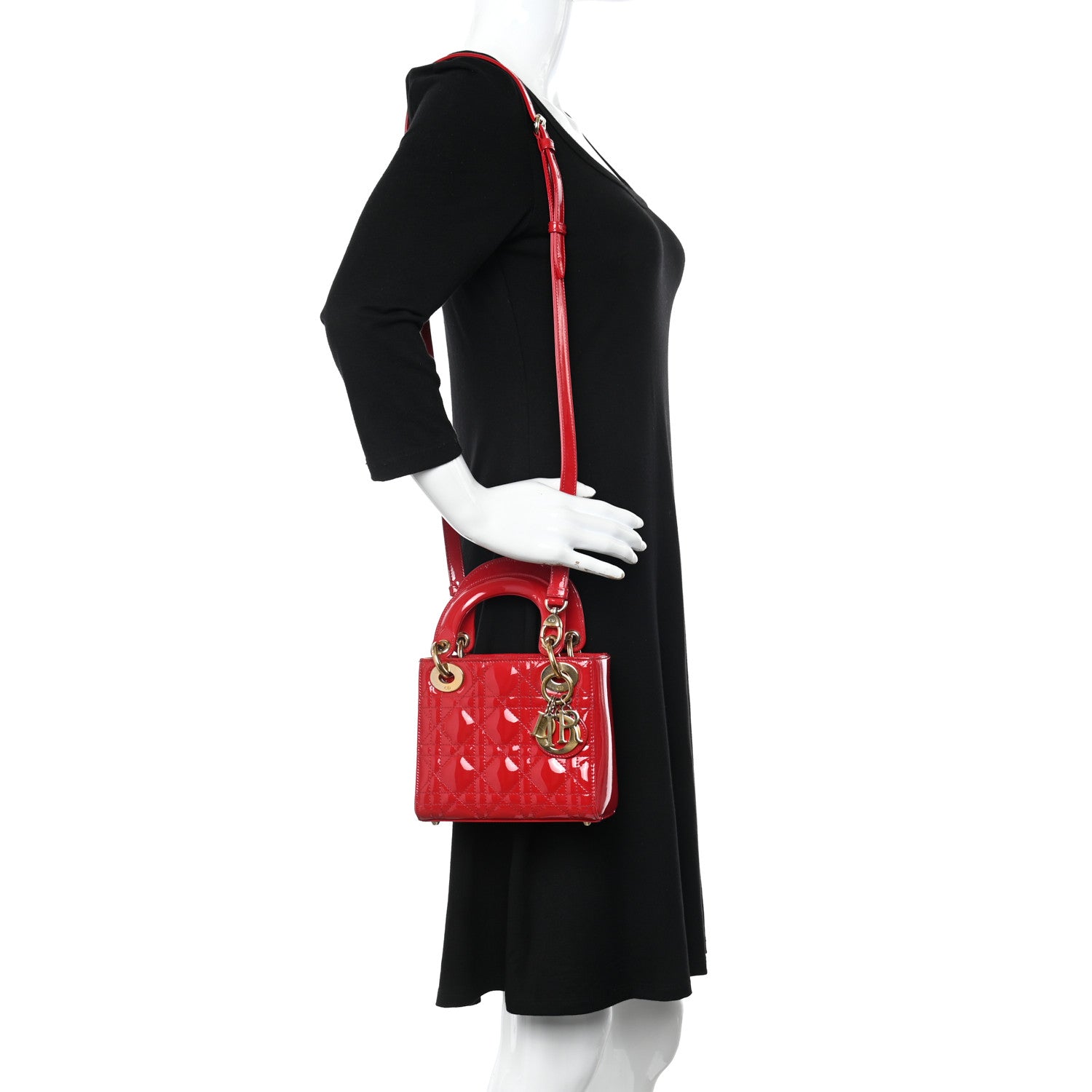 Christian Dior Patent Cannage Mini Lady Dior Red 2 of 9