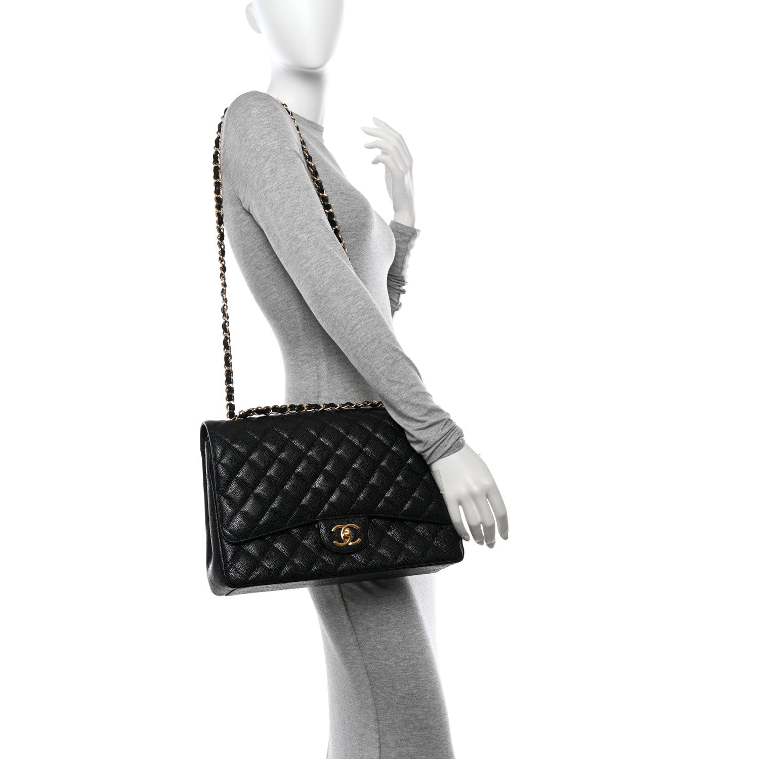 Chanel Caviar Quilted Maxi Double Flap Black 2 of 10