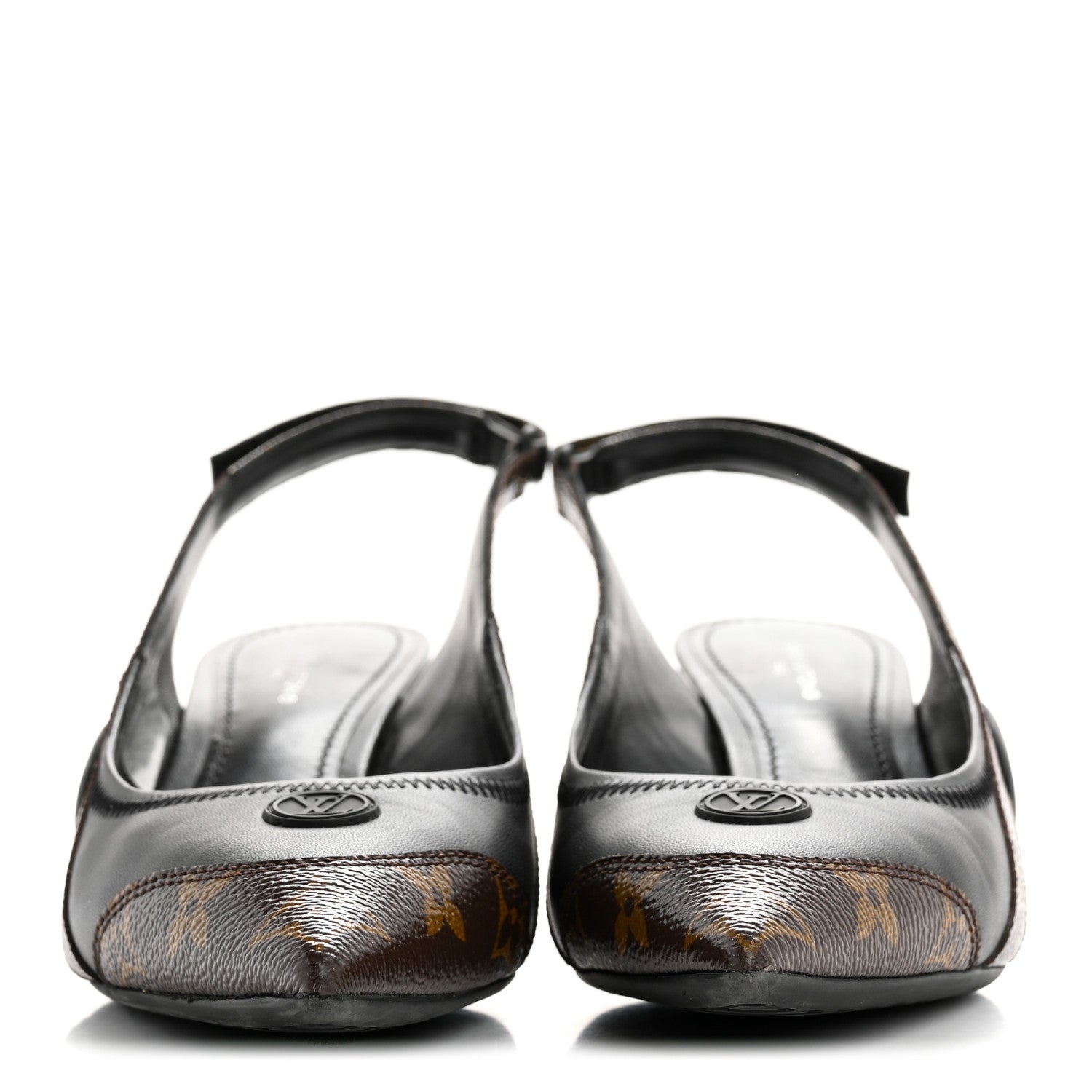 Louis Vuitton Patent Monogram Archlight Slingback Pumps 38 Black 3 of 12