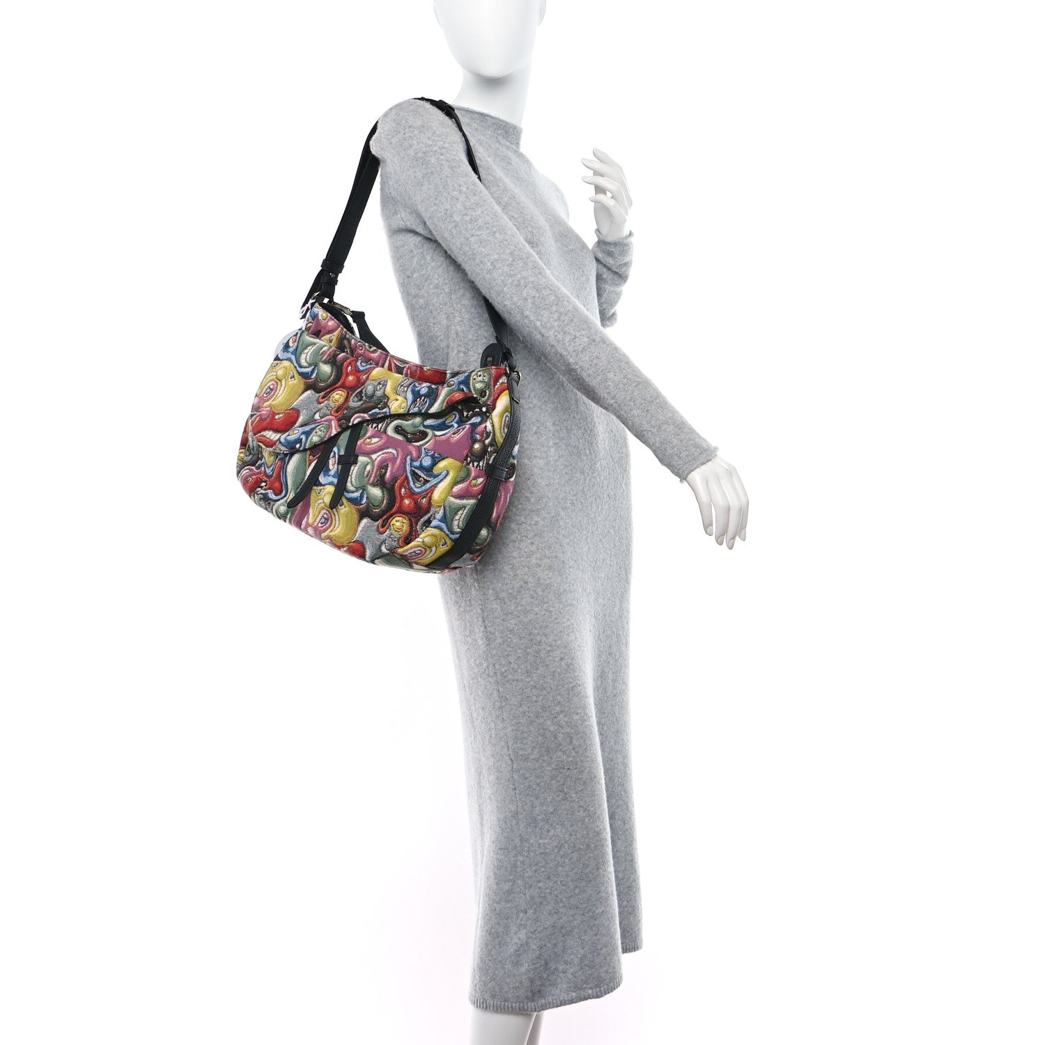 Christian Dior CHRISTIAN DIOR X KENNY SCHARF Jacquard Printed Soft Saddle Bag Multicolor 2 of 9