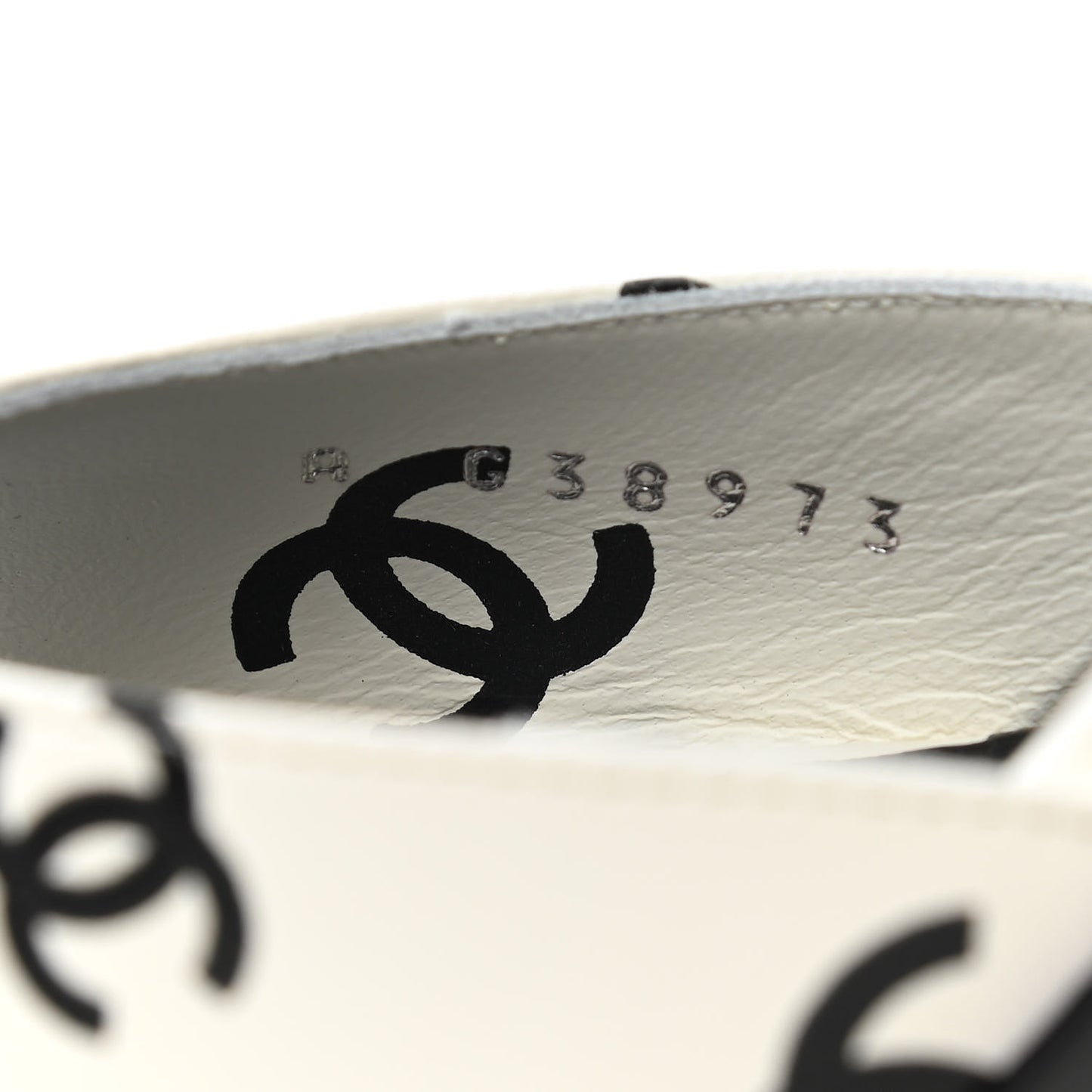 Printed Lambskin CC Sandals 36 White Black