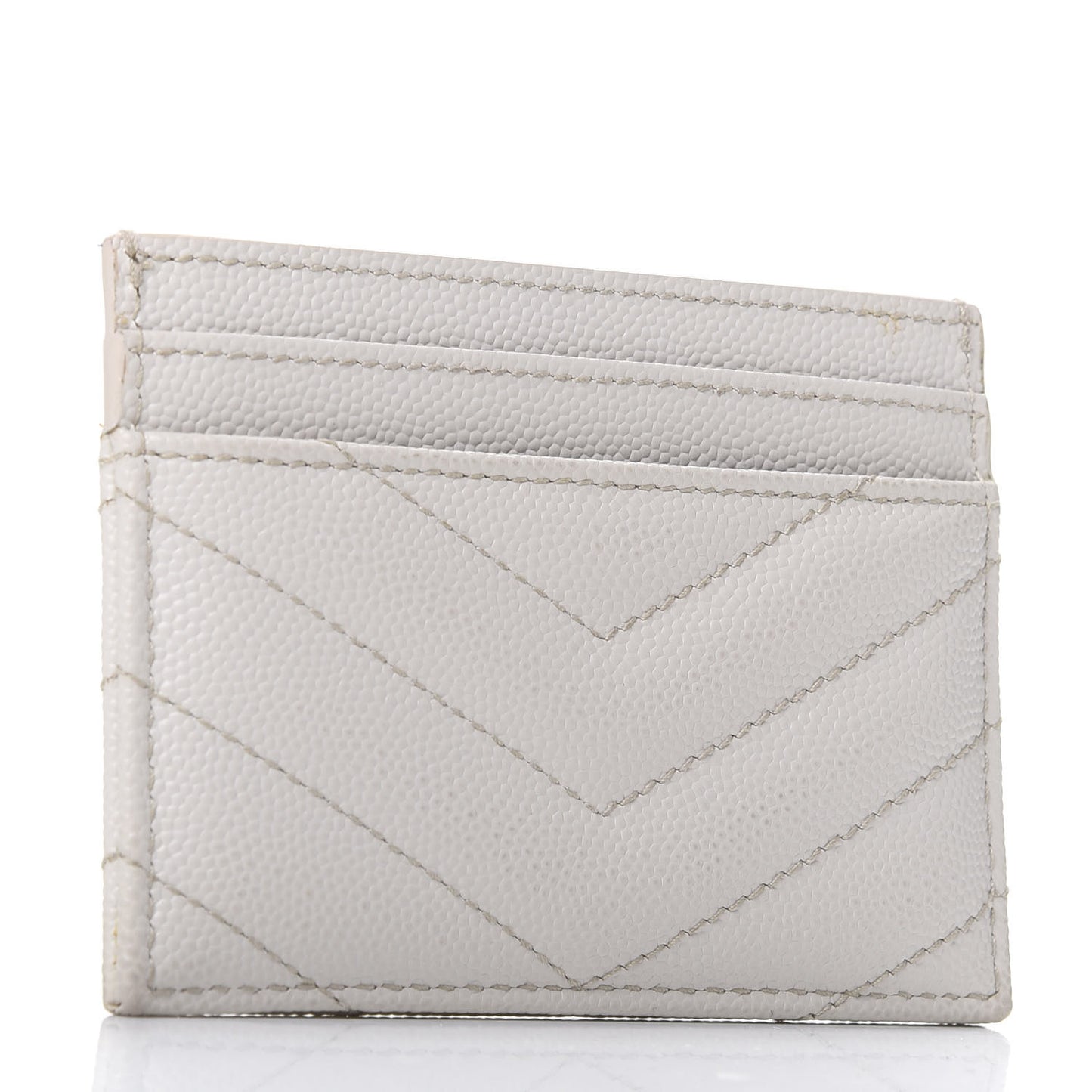Grain De Poudre Matelasse Chevron Monogram Credit Card Case Blanc Vintage