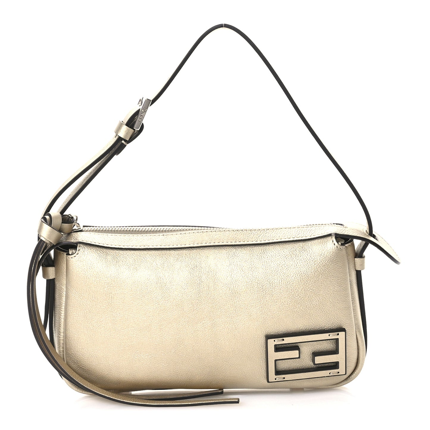 Vitello Laminato Mini Simply Fendi Shoulder Bag Platino