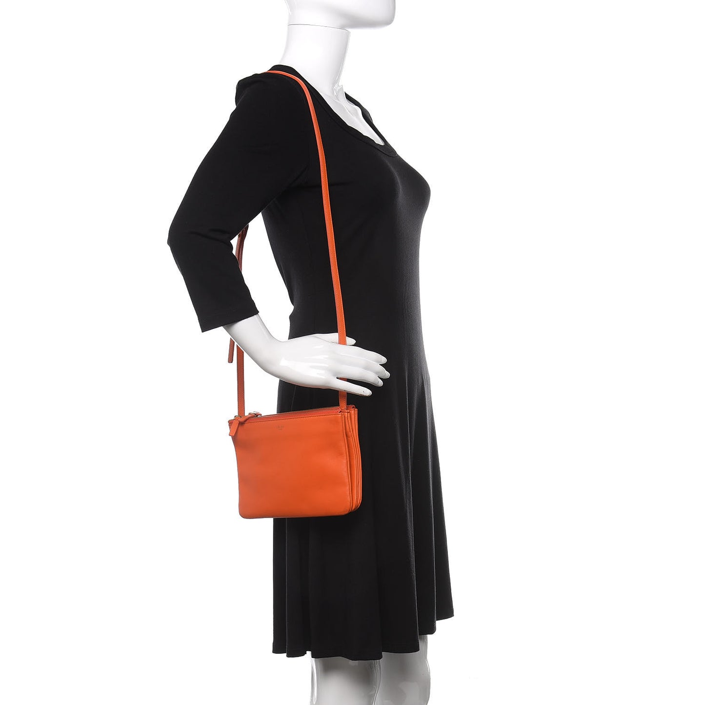 Lambskin Small Trio Crossbody Bag Bright Orange