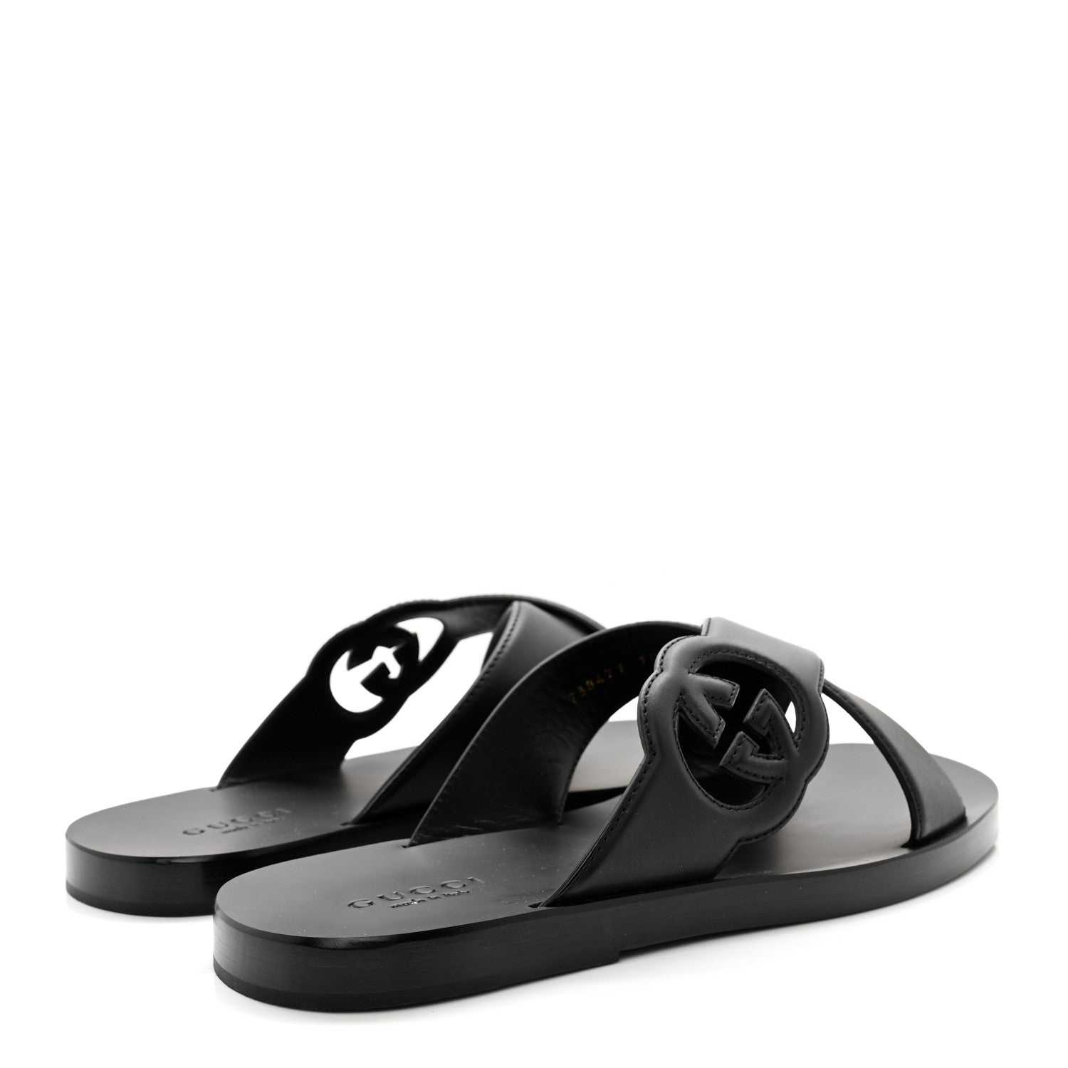 Gucci Cosmos Softy Calfskin Interlocking G Sandals 10 Black 4 of 11
