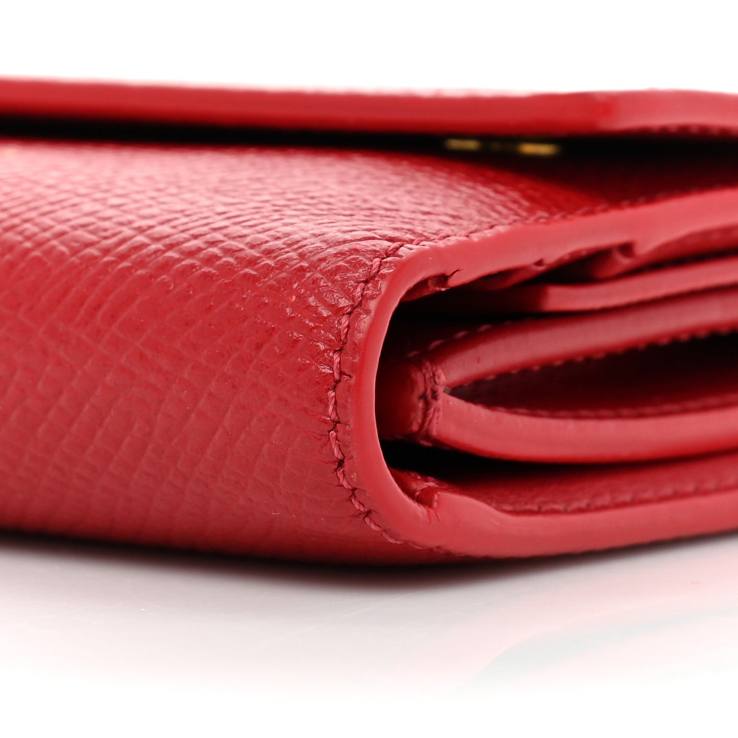 Grained Calfskin Small Multifunction Folded Wallet Red