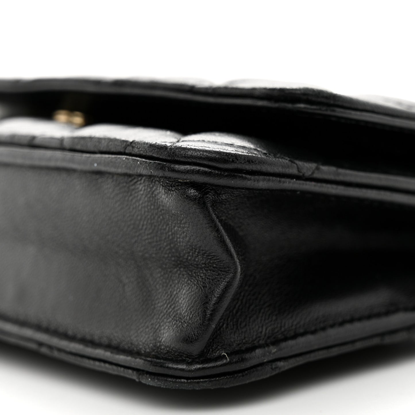 Lambskin Quilted Coco Bow Wallet On Chain WOC Black