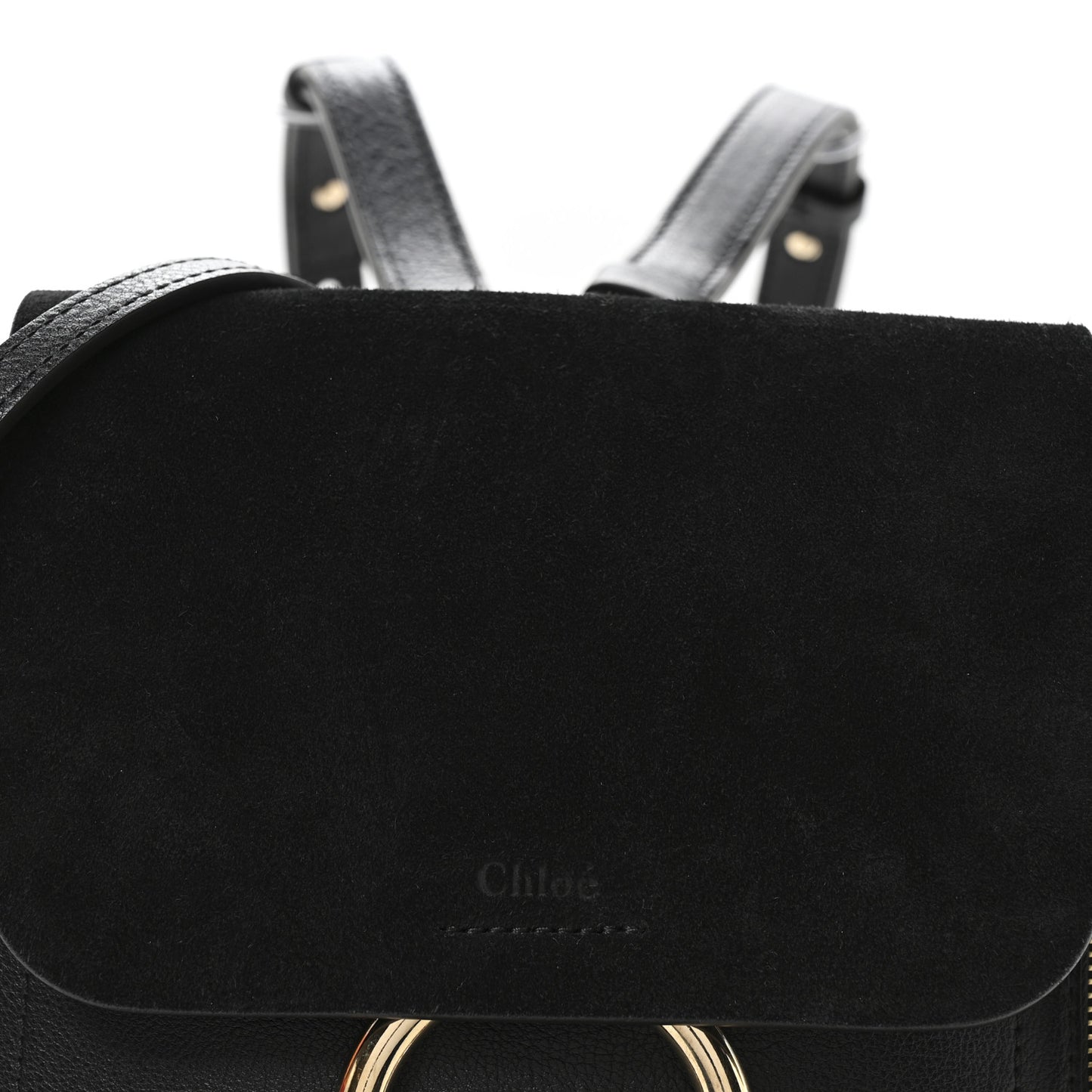 Suede Calfskin Small Faye Backpack Black