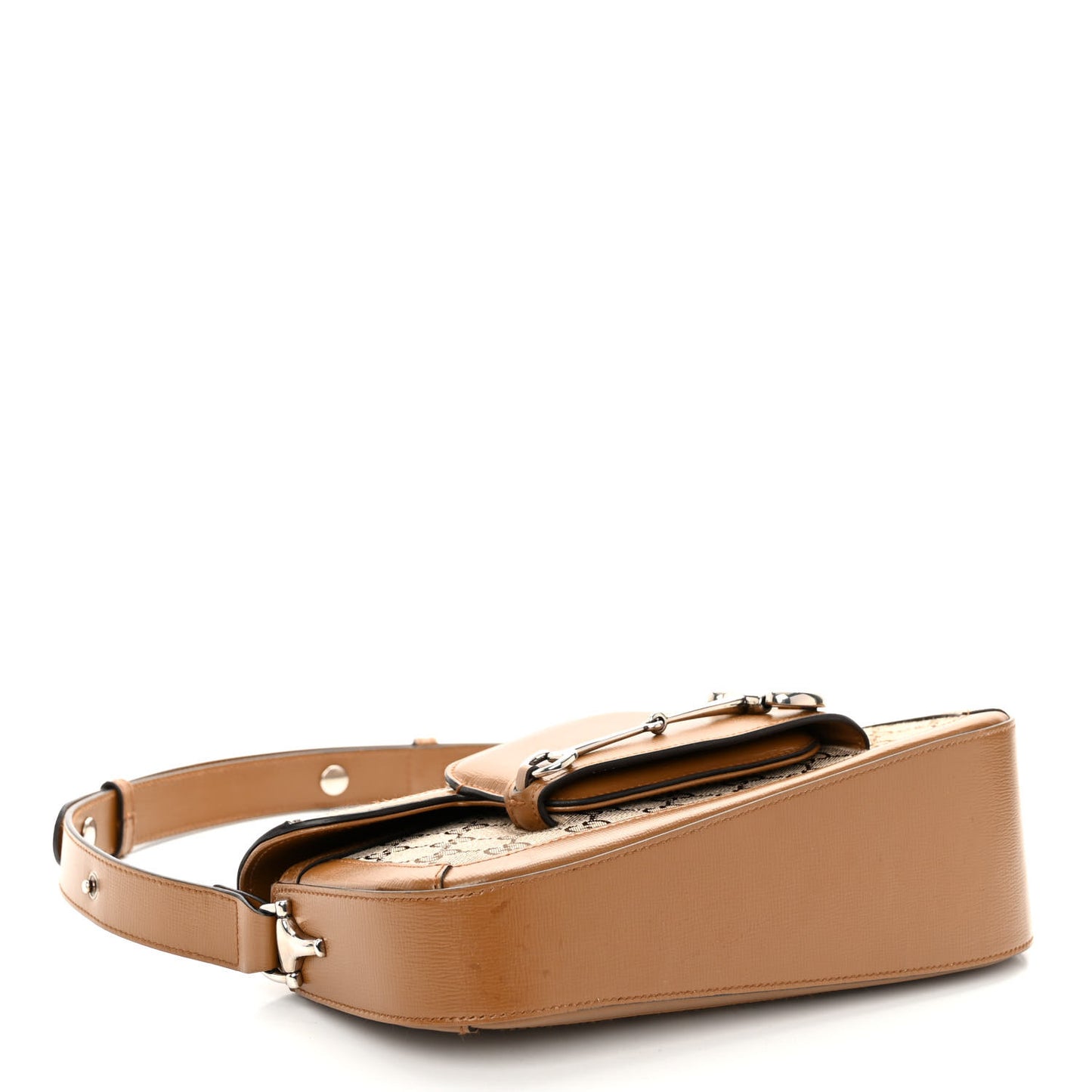 Monogram Small Horsebit 1955 Asymmetric Shoulder Bag Beige Brown Sugar