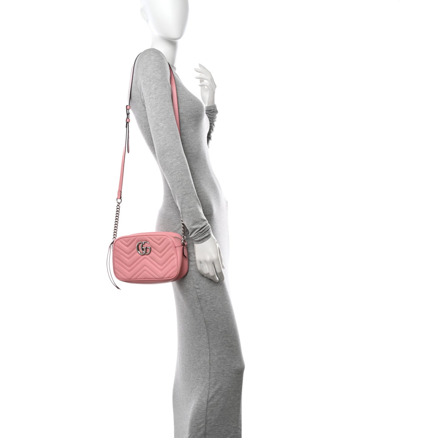 Calfskin Matelasse Small GG Marmont Chain Shoulder Bag Wild Rose