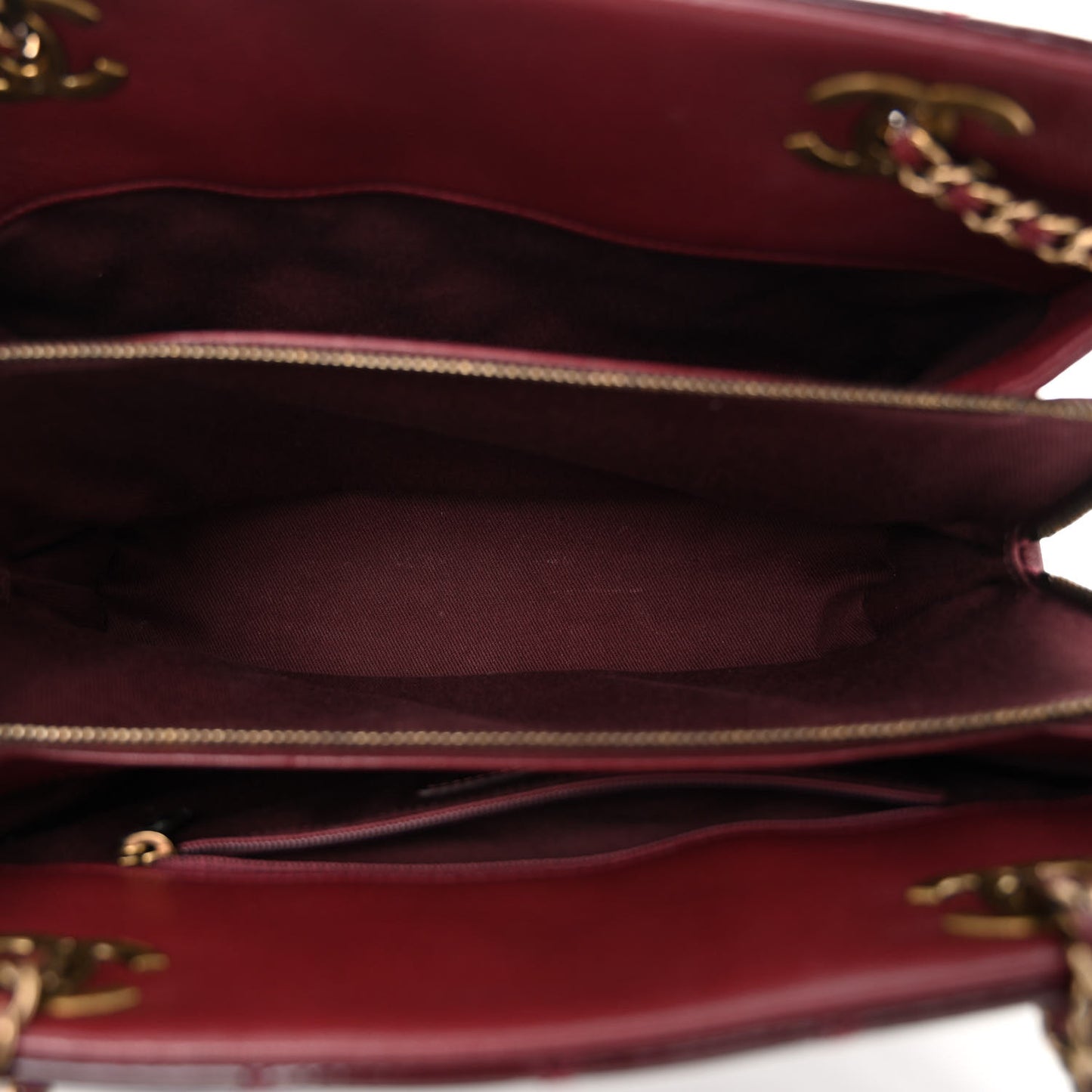 Patent Quilted CC Small Tote Red