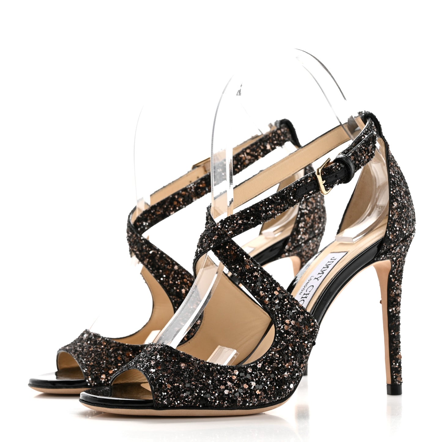 Coarse Glitter Emily 100 Sandals 37.5 Black