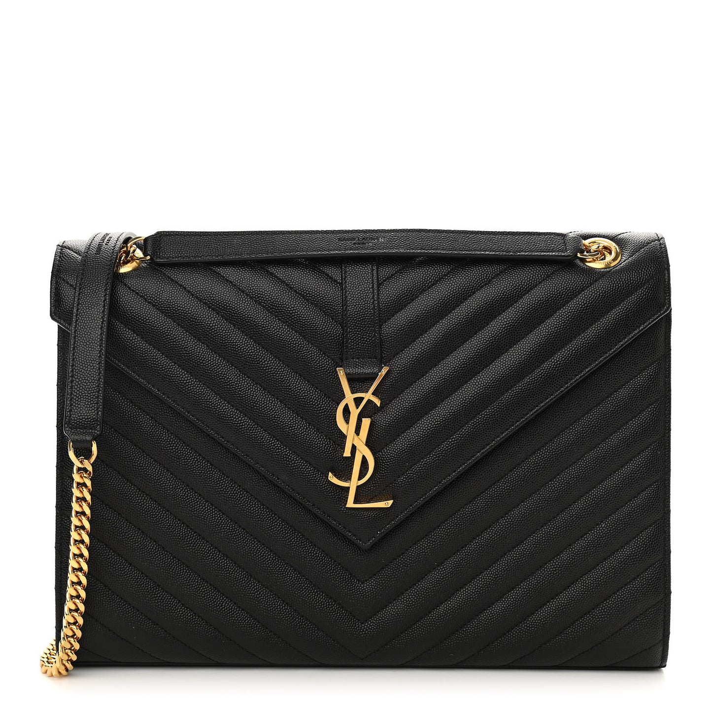 Grain De Poudre Matelasse Chevron Large Monogram Satchel Black