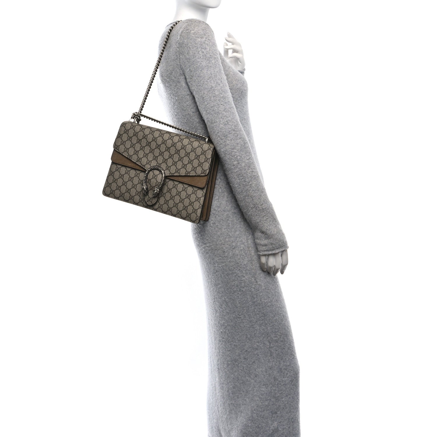 Gucci GG Supreme Monogram Medium Dionysus Shoulder Bag Taupe 2 of 10