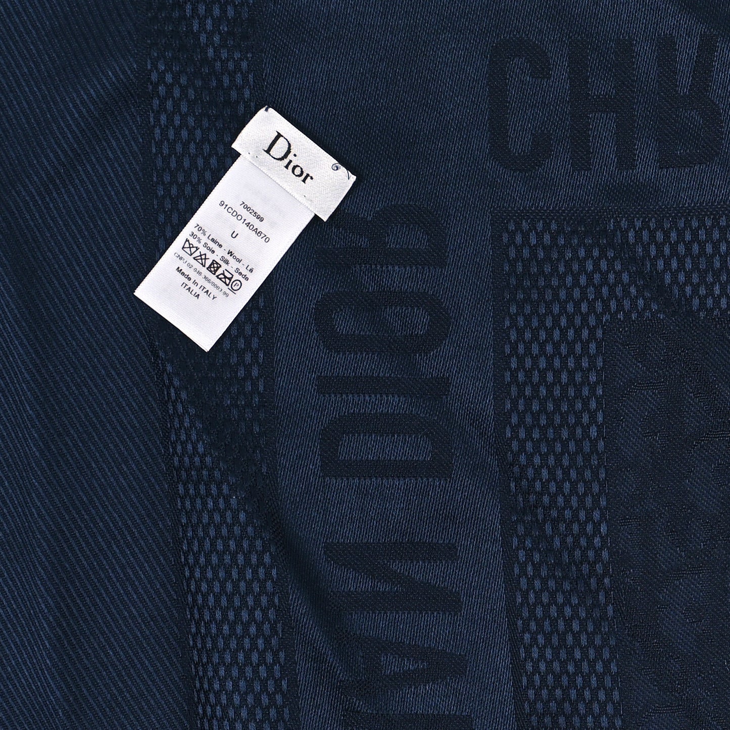 Wool Silk Oblique Shawl Blue