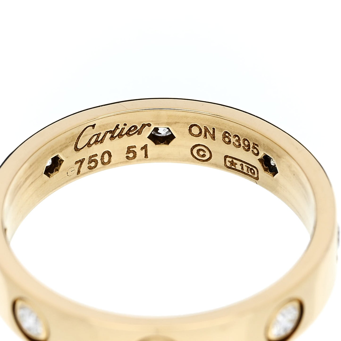 18K Yellow Gold 8 Diamond 4mm LOVE Wedding Band Ring 51 5.75