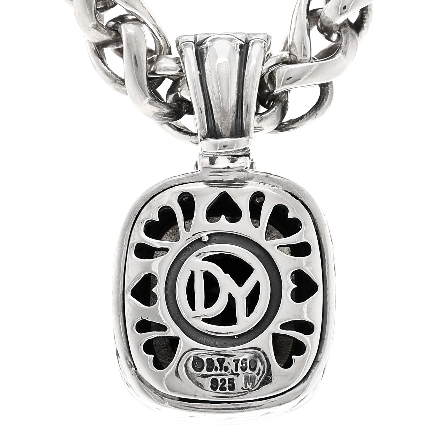 Sterling Silver 18K Yellow Gold Diamond Black Onyx 12mm Albion Enhancer Pendant Wheat Chain Necklace